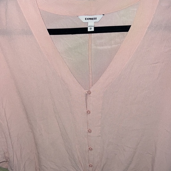 Express pink oversized rayon blouse with functional buttons; size XS - Picture 3 of 5